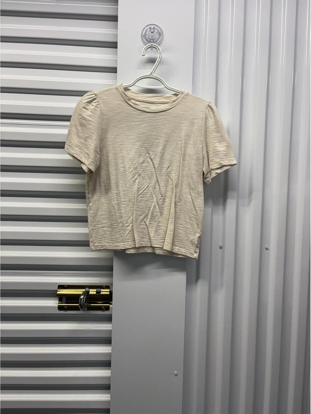 Aerie Women’s Medium Aerie Beige Striped Baby Tee Casual Fitted Top